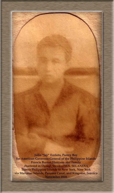 Julio 'Jay' Ereneta, Pantry Boy, 1918