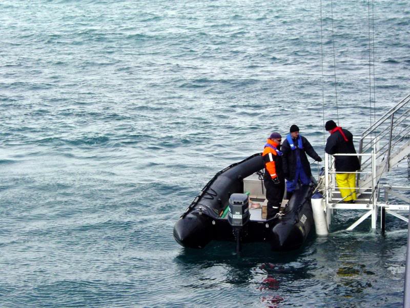 Readying the Zodiac for passengers