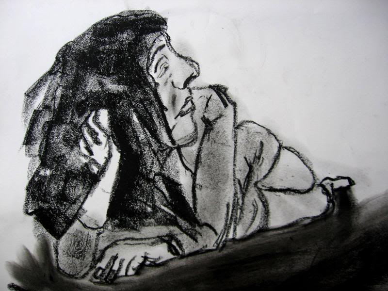 Femme, Woman life drawing ( Charcoal)