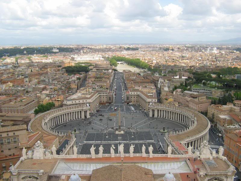 View of St Peter's Square from cupola of the Basilica -...
