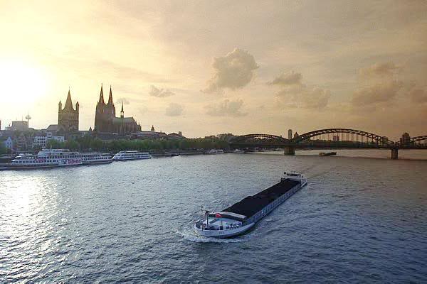 Cologne Skyline and River Rhine