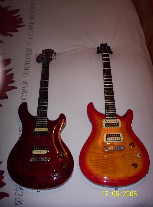 Career w/ PRS Santana pu's, toplocking Schallers. And a...