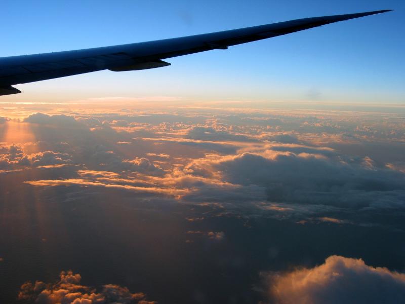 Sunrise in 33.000 ft. with wing