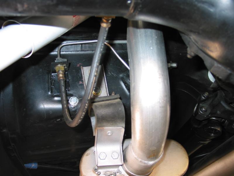 Flex brake line to exhaust distance