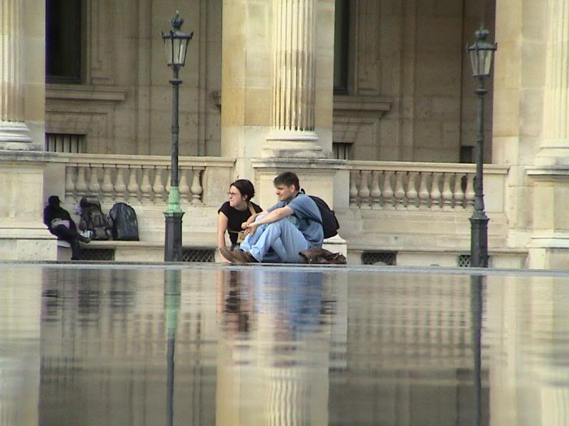 Couple on a Fountain Louvre Paris