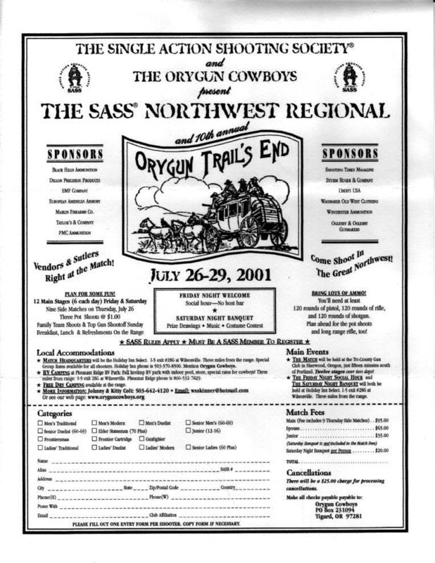 SASS-Orygun Trail's End-N.W. Regional 2001