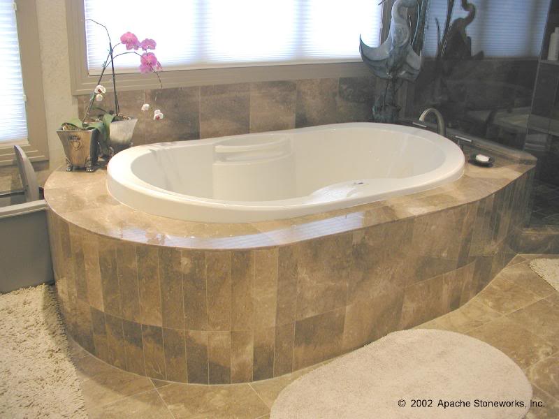 Brown marble radius tub