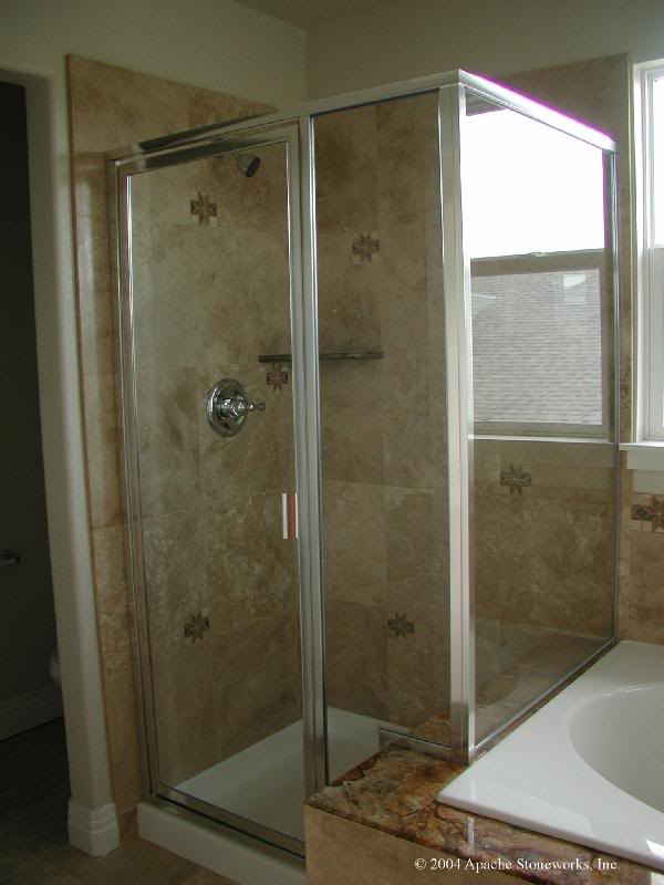 Travertine shower surround