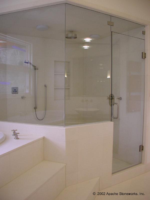 White limestone walls and floor