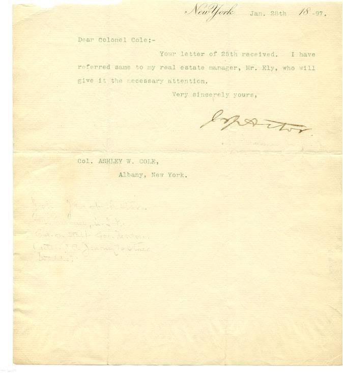 Copy of John Jacob Astor IV Titantic -- 1897 Letter $16...