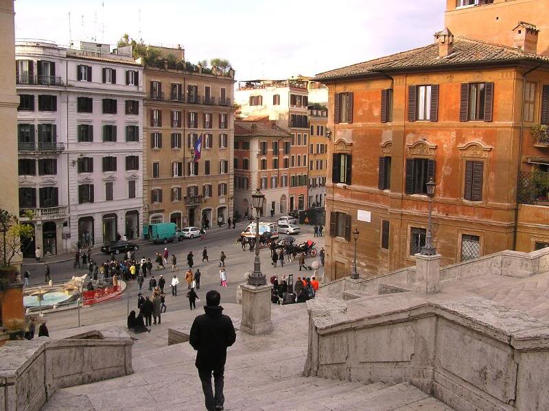Descending the Spanish Steps