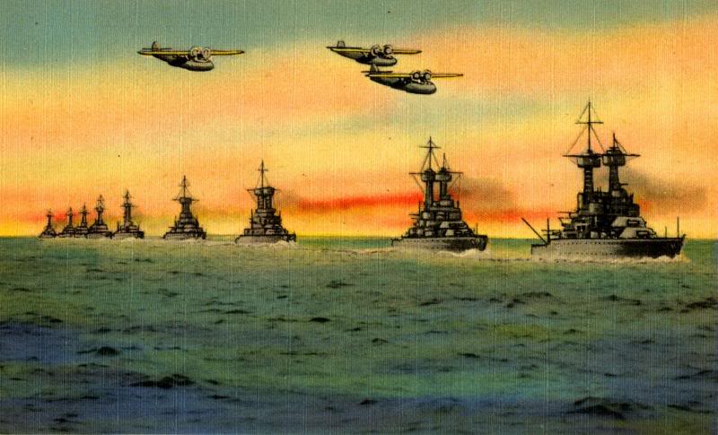 U.S. Battleships in Column Formation