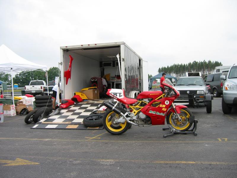 Ducati 944 & trailer at Grattan