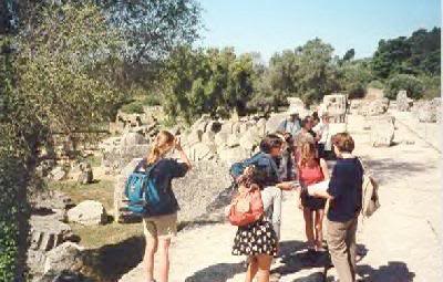 ruins in the woods amidst orchards along hike