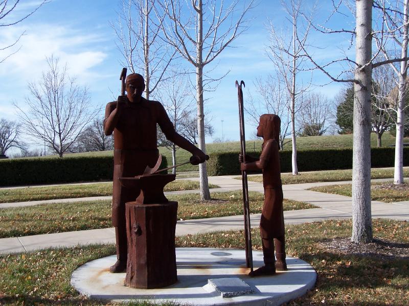 sculpture on the west side of the Community of Christ T...