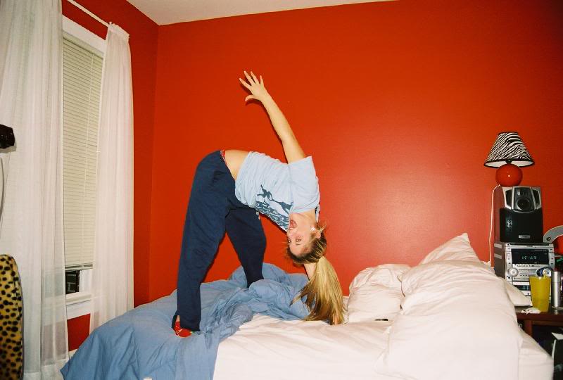 Laurenn doing one of her funky stunts..