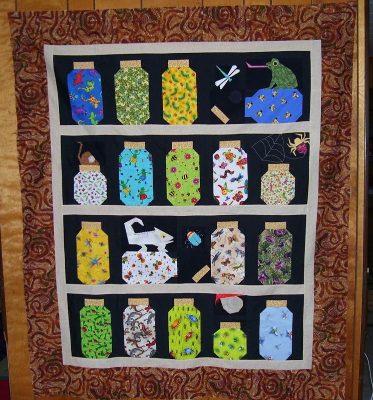 Bottle Quilt w/Bugs