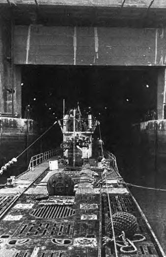 German U-boat entering a concrete pen