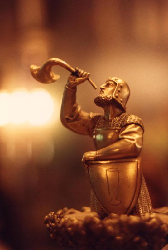 Closeup of figure on a Hohenschwangau table piece.