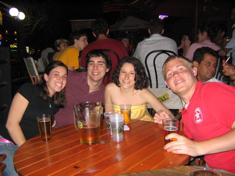 Stacey, Jon, Sarah, and Chris at a disco in Suecia