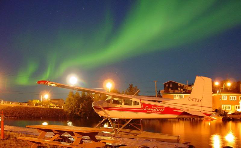Aurora and moon. Yellowknife,NWT