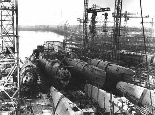 Type XXI and Type XXIII's on the slipways.