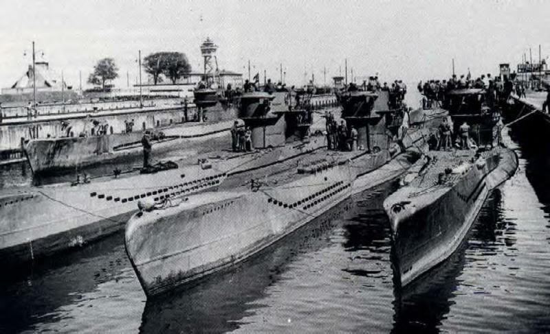 U-boats in dock.
