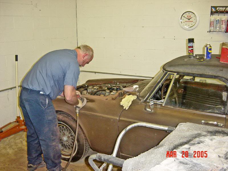 Hood off, testing on the best wat to strip the paint