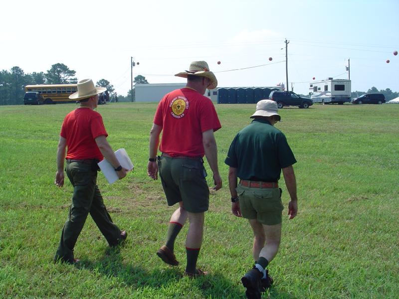 Archery 'D' Staff walking to NAA Certification classes