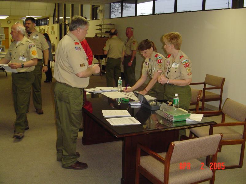 Registration at the 2005 Subcamp 5 Staff Meeting