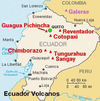 1c Map of Volcanoes - Ecuador