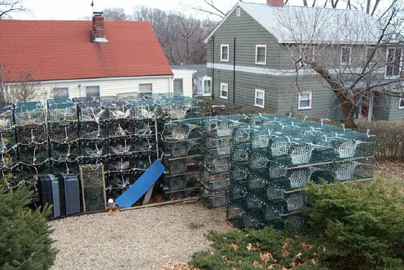 Lobster traps wintering at home