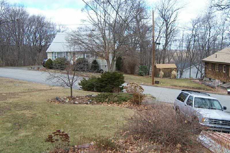 Looking west across the front lawn
