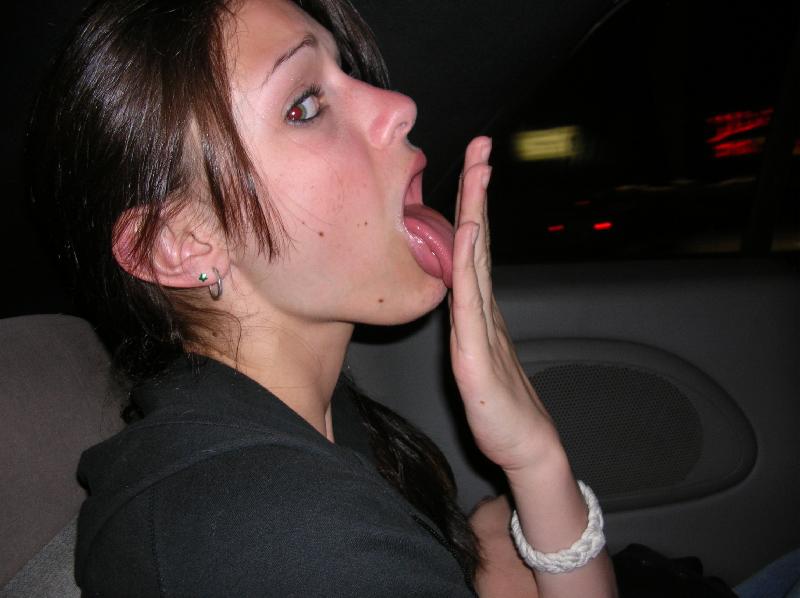 licking the sugar off her hands