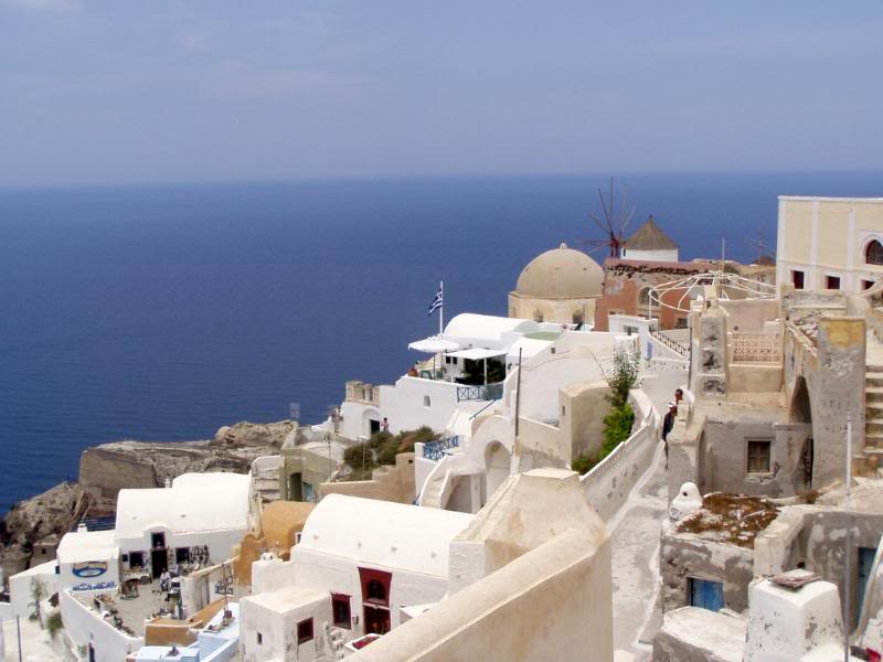 Windmill and Houses in Ia, Santorin, Cyclades, Greece