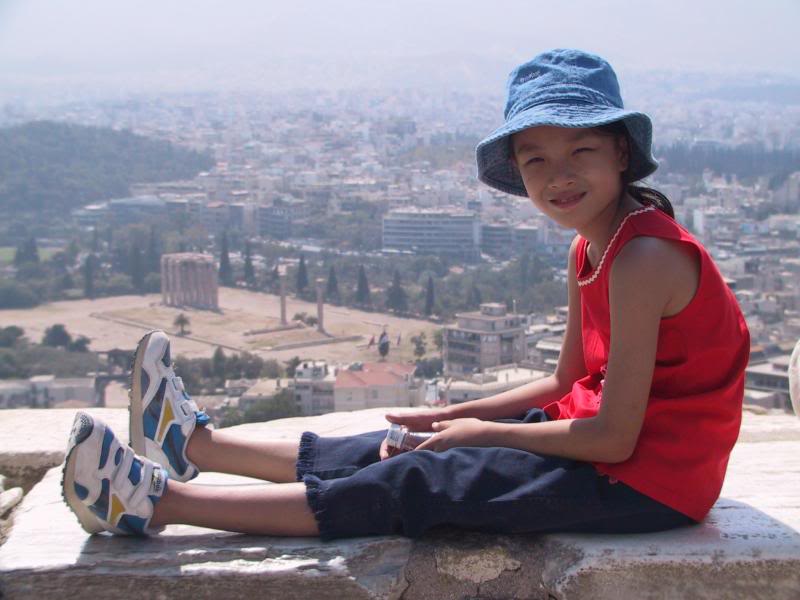 Sitting on parapet at Acropolis and overlooking the Tem...