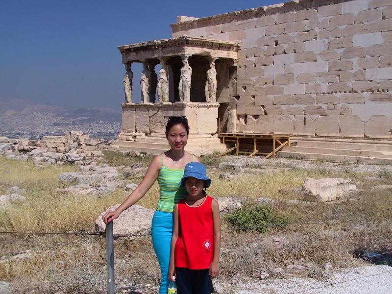 With mummy at Acropoilis, Athens, Greece June 2001