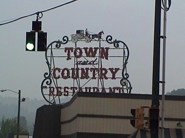 Town and Country Restaurant sign.