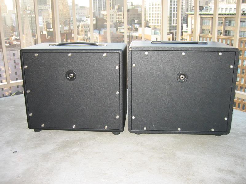 rear view of CAA and bogner 112 cubes. CAA on left, bo...