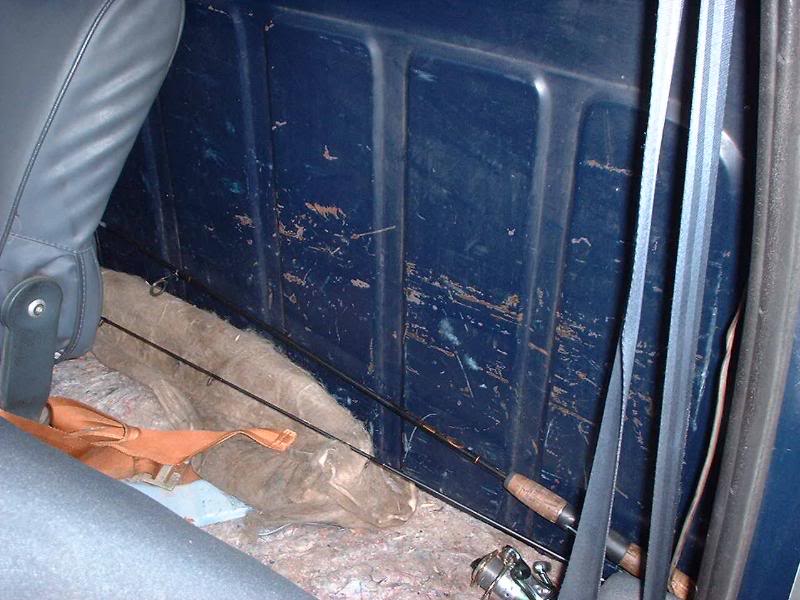 behind the seat. never know when youll spot a lake