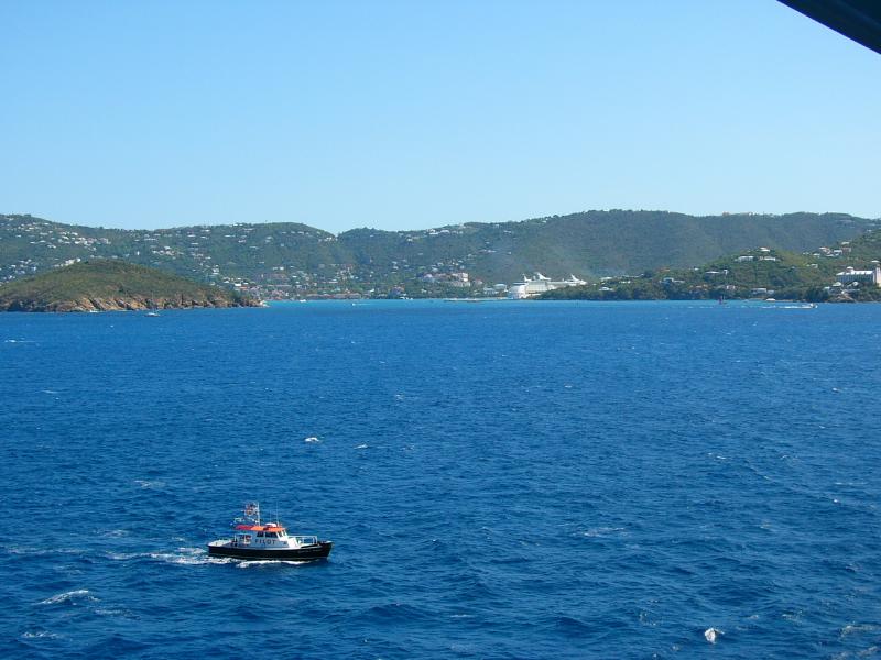 85. Pilot boat steering us to the dock in St. Thomas ...