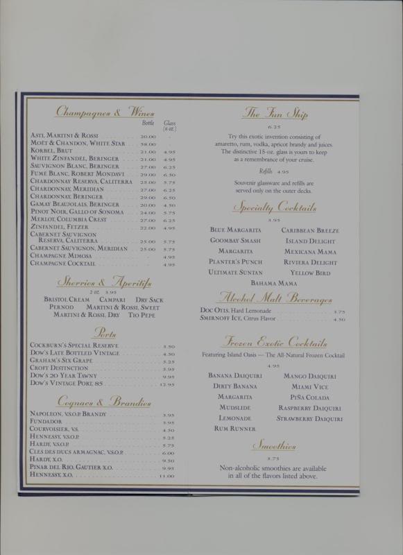 carnival triumph- beverages 2