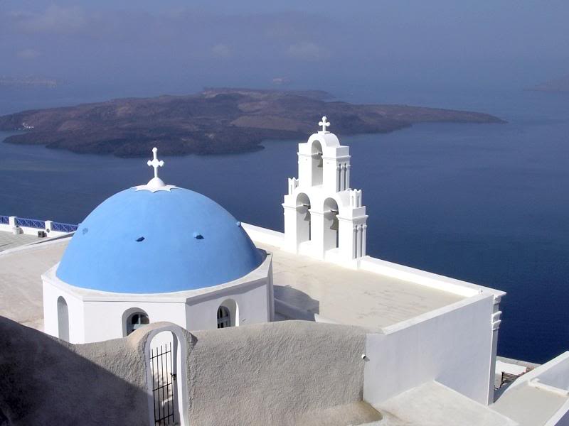 Religious architecture - view over caldera.