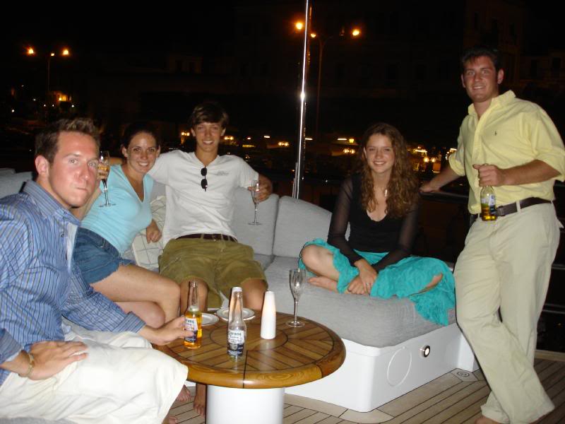 Bobert, Jackie, Me, Anna, and Mikey lounging on the boa...