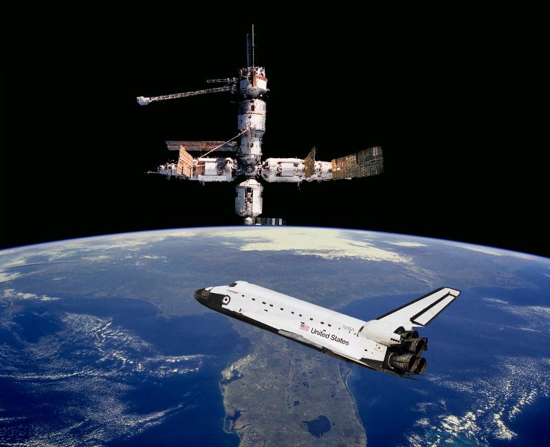 Astronauts ride in Space Shuttle to visit International...