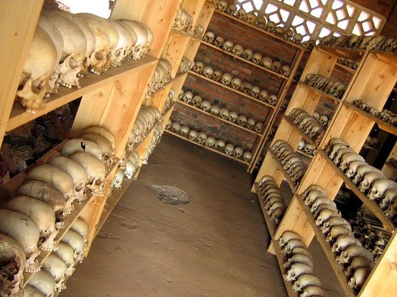 Rows of skulls - Ntarama