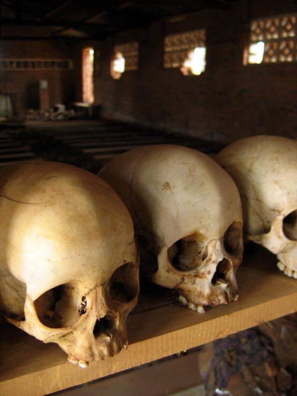 Skulls at the front of the Church - Ntarama