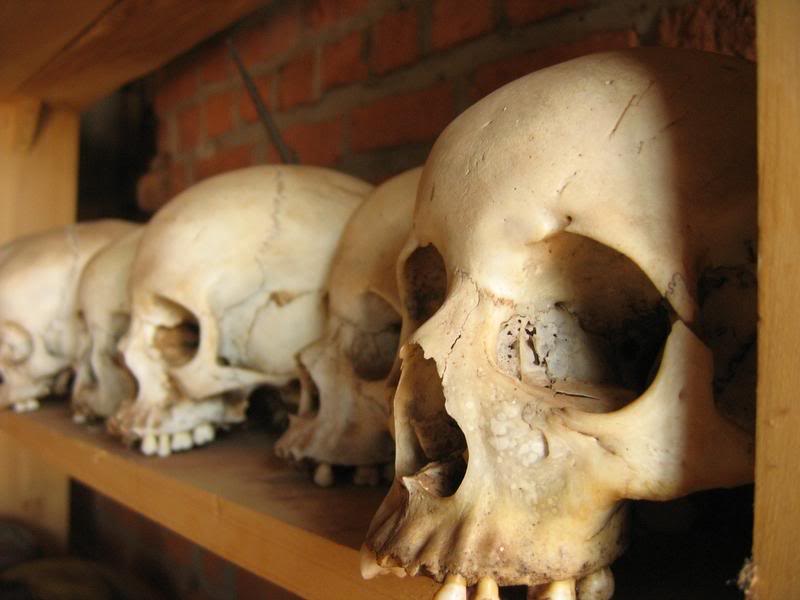 Skulls on the wall - Ntarama