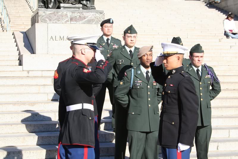 16DEC06 USMC LT Mark Xue, CC 06, receives his 1st salut...