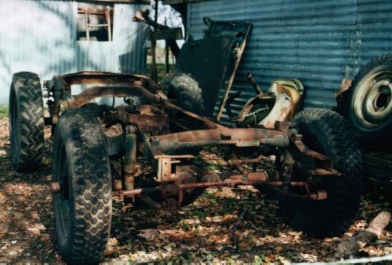 Stripped of body and engine.